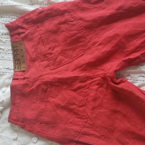 Beautiful vintage Esprit 100% linen red pants high waisted straight leg - Picture 5 of 9